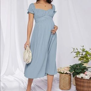 SHEIN Maternity Ruffle Cuff Ruched Bust Tie Back Dress